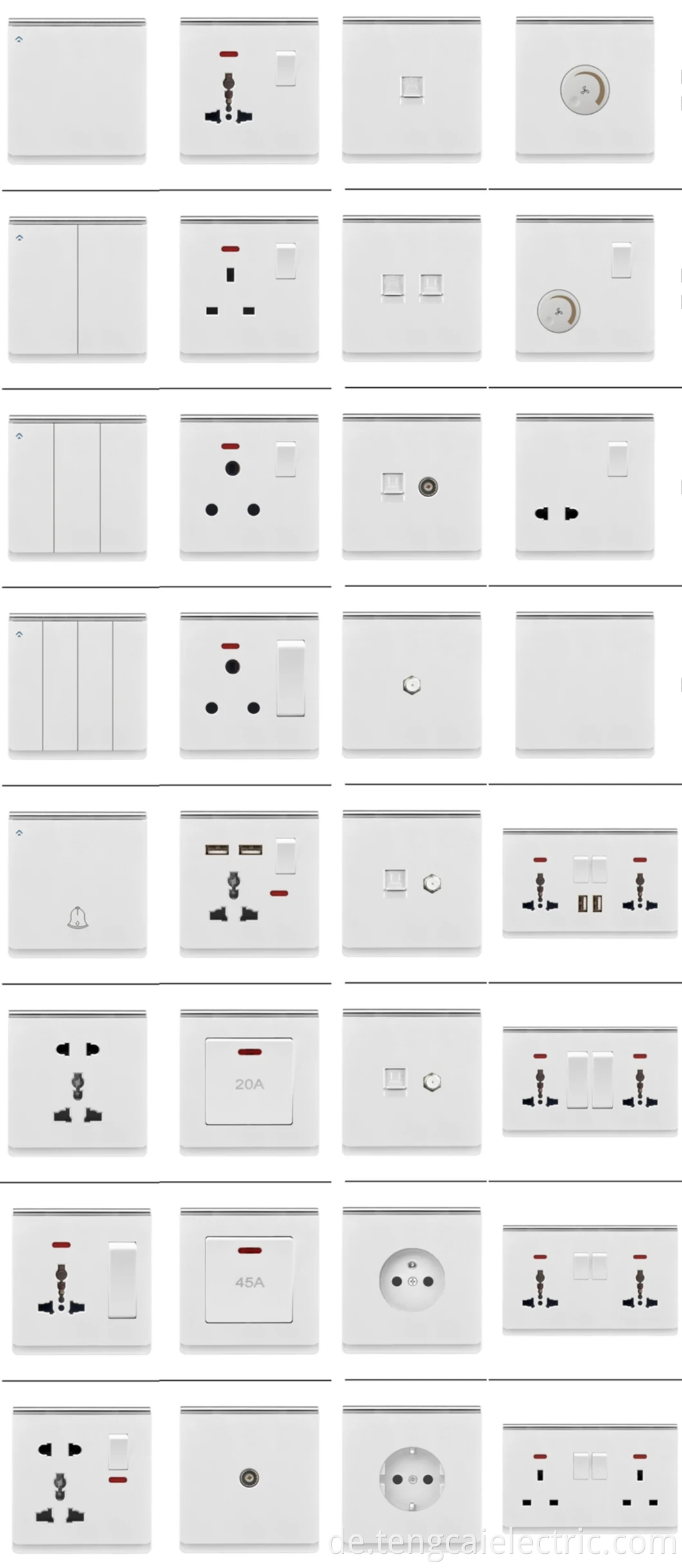 UK-Kunststoff 2-Gang 2-Wege-elektrische Doppelwand-Lichtschalter Sockel